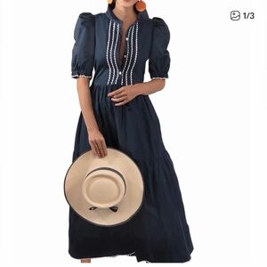 Gretchen Scott Designs Navy Maxi Dress with White Trim